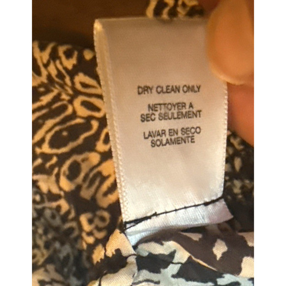 Michael Kors 100% Silk Blouse M | Black White Animal Print Balloon Sleeve Top - Picture 8 of 9